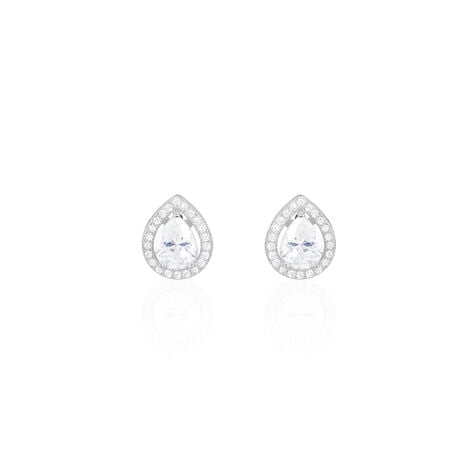 Boucles D'oreilles Puces Pilar Argent Blanc Oxyde De Zirconium - Boucles d'oreilles fantaisie Femme | Histoire d’Or