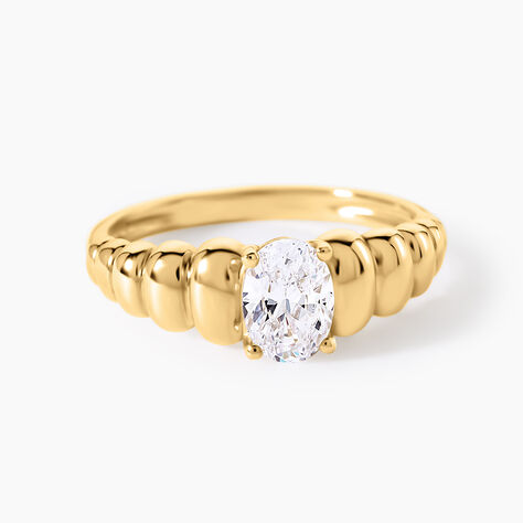 Bague Nadra Argent Dor&eacute; A L'Or 750/1000 Oxyde De Zirconium - Bagues solitaires Femme | Histoire d&rsquo;Or