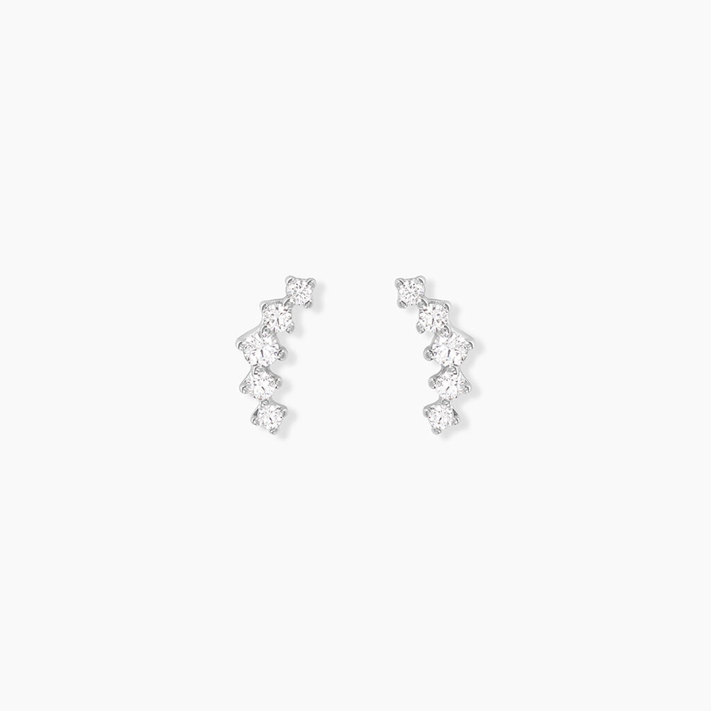 Boucles D'oreilles Puces Elinore Argent Blanc Oxyde De Zirconium - Boucles d'oreilles fantaisie Femme | Histoire d&rsquo;Or