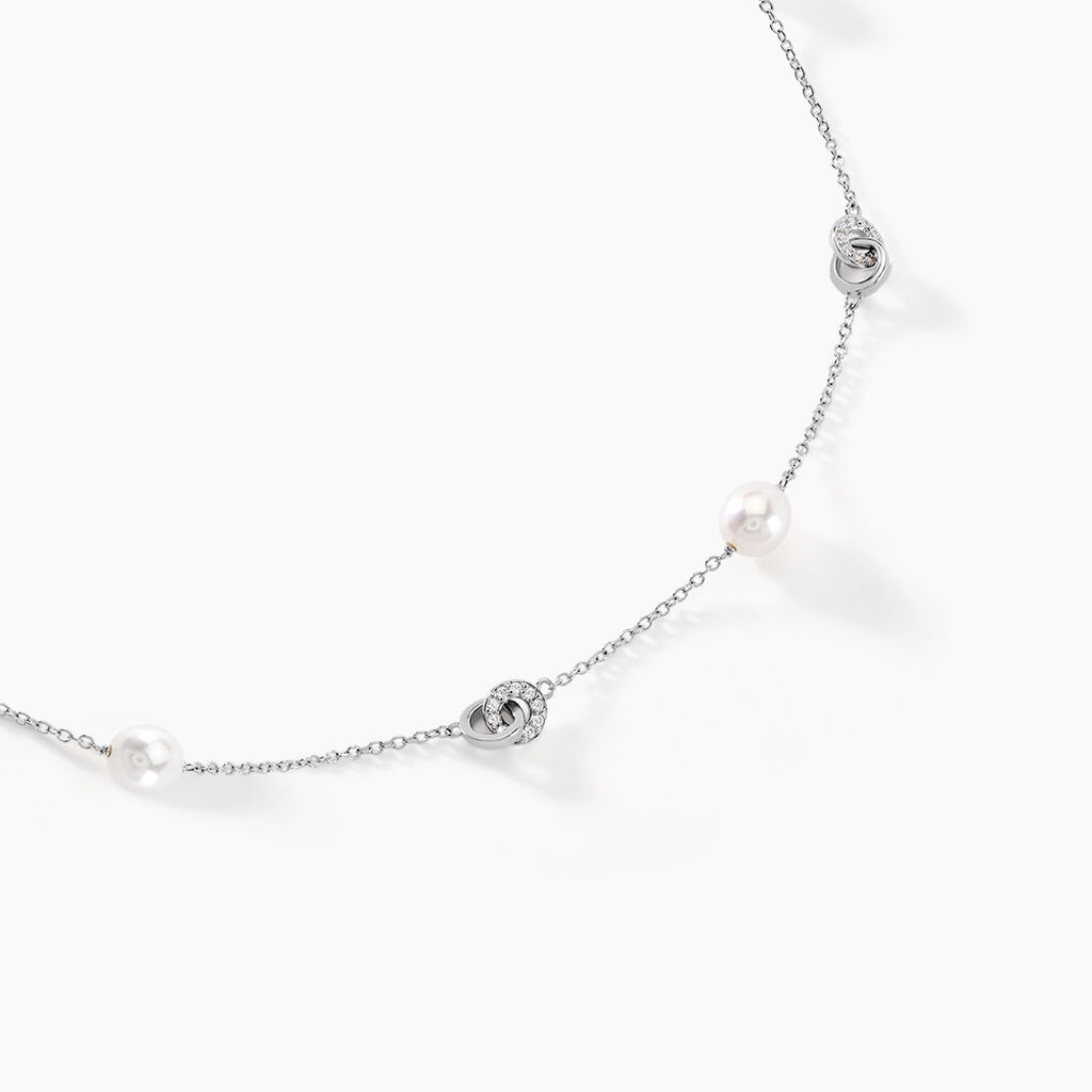 Collier Gaetane Argent Blanc Perle De Culture Oxyde De Zirconium - Colliers fantaisie Femme | Histoire d’Or
