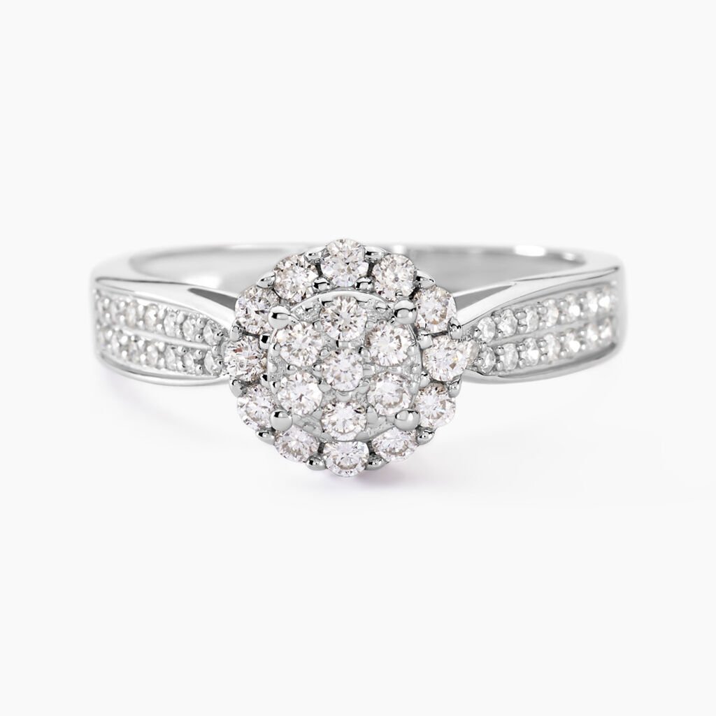 Bague Chou Or Blanc Diamant - Bagues avec pierre Femme | Histoire d’Or