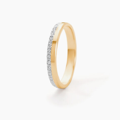 Alliance Fantaisie Diamantee Ruban Plat Or Bicolore - Alliances Femme | Histoire d’Or