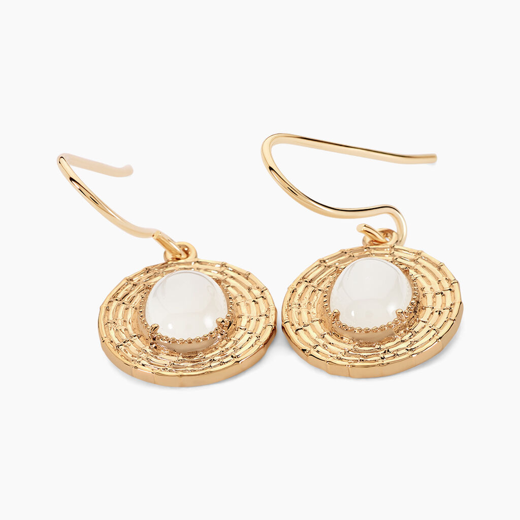 Boucles D'oreilles Pendantes Linna Plaqu&eacute; Or Jaune Pierre De Lune - Boucles d'oreilles fantaisie Femme | Histoire d&rsquo;Or
