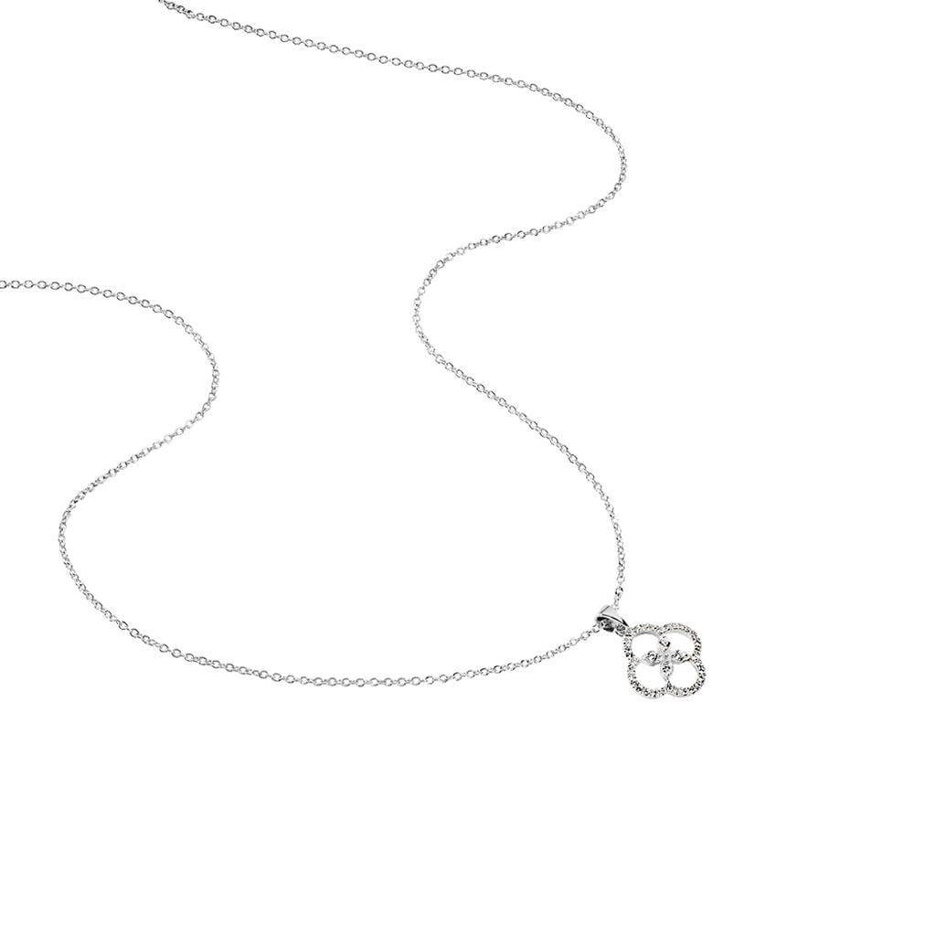 Collier Rose Argent Blanc Oxyde De Zirconium - Colliers fantaisie Femme | Histoire d&rsquo;Or