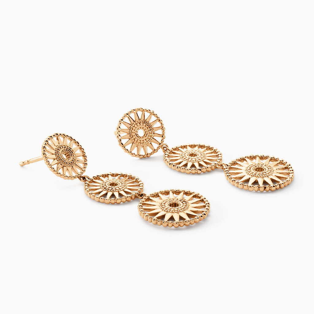 Boucles D'oreilles Pendantes Rosae Plaque Or Jaune - Boucles d'oreilles pendantes Femme | Histoire d’Or