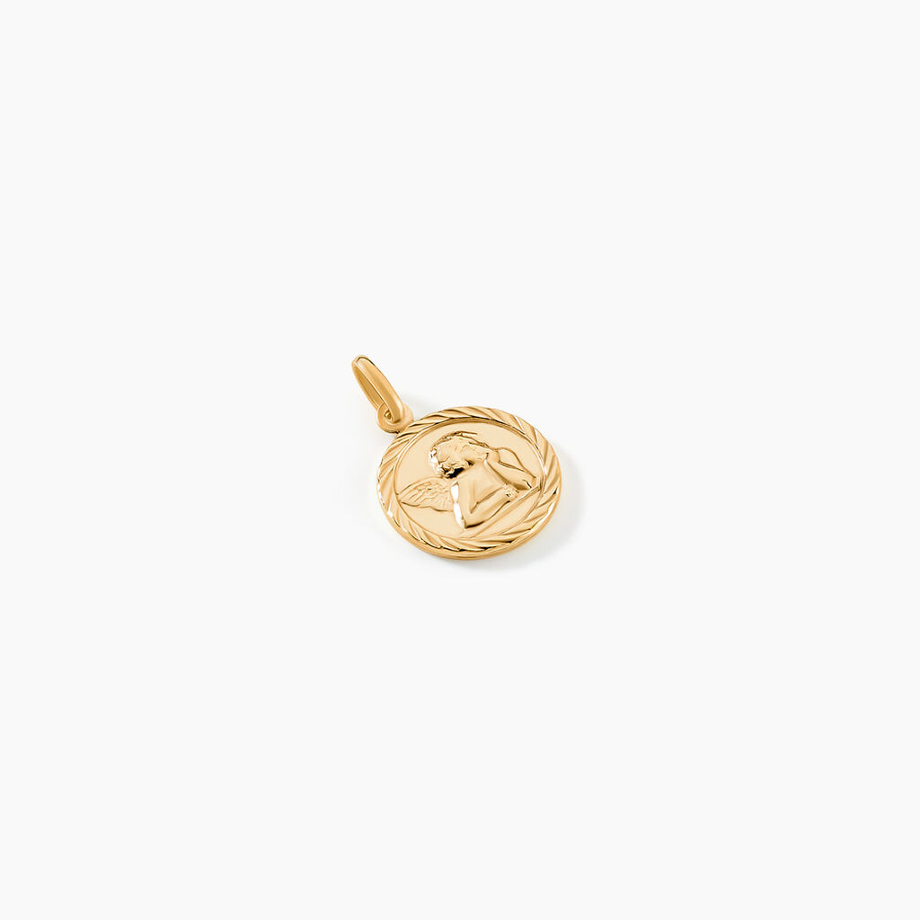 Pendentif Ange Rond Sable Or Jaune - Pendentifs Baptême Famille | Histoire d’Or