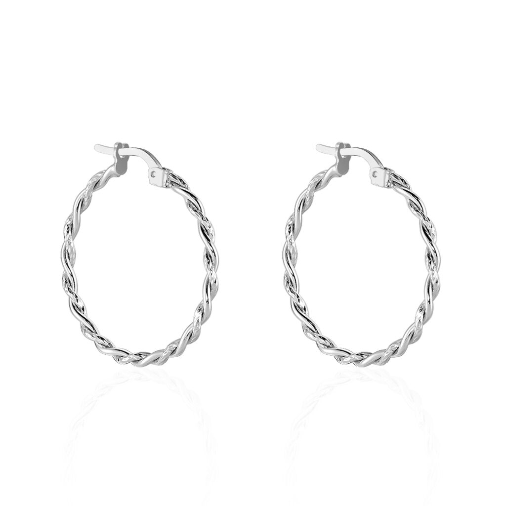 Créoles Argent Blanc Abie - Boucles d'oreilles créoles Femme | Histoire d’Or
