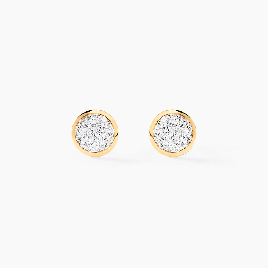 Boucles D'oreilles Puces Lane Or Jaune Strass - Clous d'oreilles Enfant | Histoire d’Or