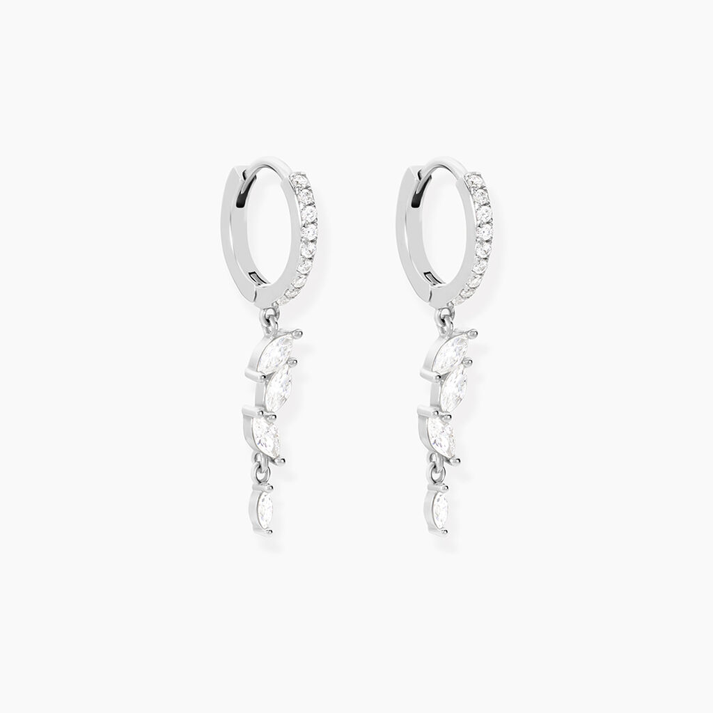 Créoles Elnore Argent Blanc Oxyde De Zirconium - Boucles d'oreilles créoles Femme | Histoire d’Or