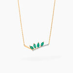 Collier Navette Or Jaune Emeraude Diamant - Colliers Femme | Histoire d&rsquo;Or