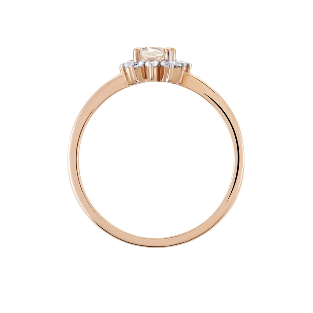 Bague Jozsua Or Rose Morganite Peche Oxyde De Zirconium - Bagues solitaires Femme | Histoire d&rsquo;Or