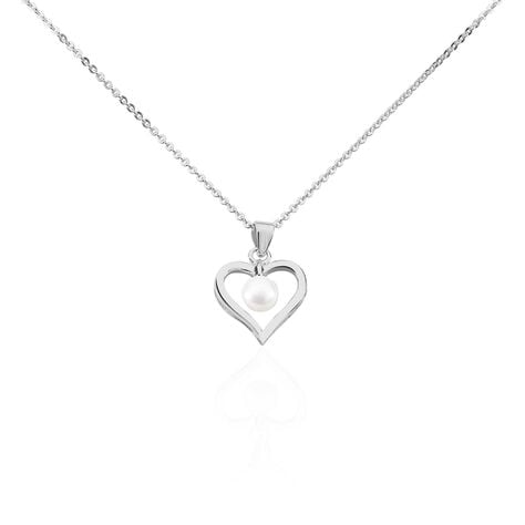 Collier Ainhoa Maille For&ccedil;at Argent Blanc Perle De Culture - Colliers fantaisie Femme | Histoire d&rsquo;Or