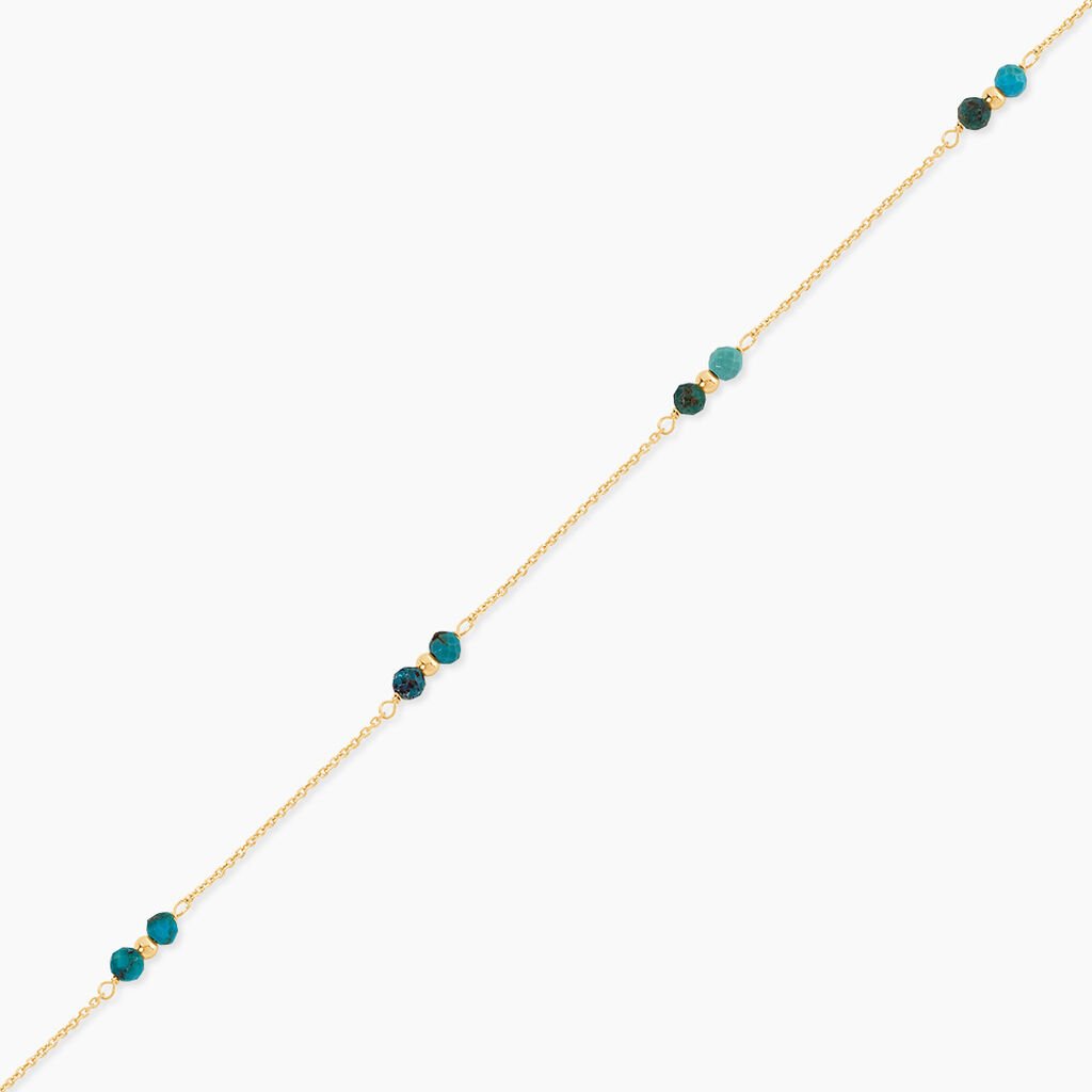 Cha&icirc;ne De Cheville Dimitar Or Jaune Turquoise - Cha&icirc;nes de cheville Femme | Histoire d&rsquo;Or