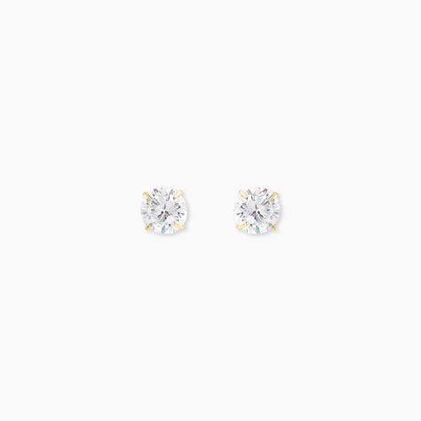 Boucles D'oreilles Puces Or Jaune Katherina Oxyde De Zirconium - Clous d'oreilles Femme | Histoire d&rsquo;Or