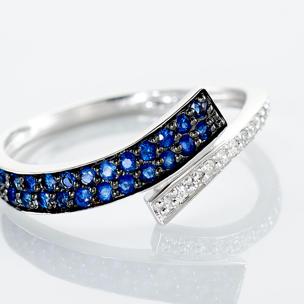 Bague Amelie Or Blanc Saphir Et Diamant - Bagues avec pierre Femme | Histoire d’Or