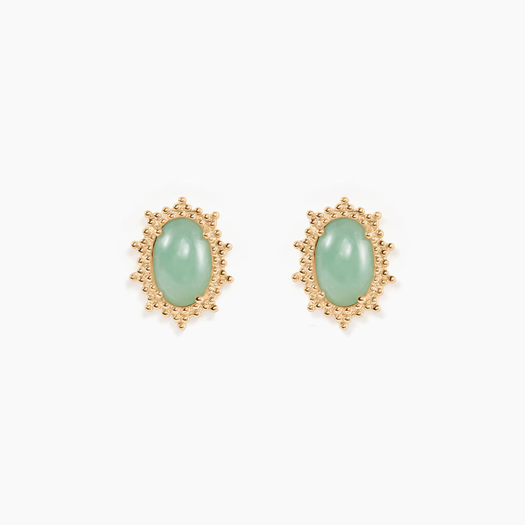 Boucles D'oreilles Puces Vintage Love Plaqué Or Jaune Aventurine - Boucles d'oreilles fantaisie Femme | Histoire d’Or