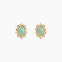 Boucles D'oreilles Puces Vintage Love Plaqué Or Jaune Aventurine