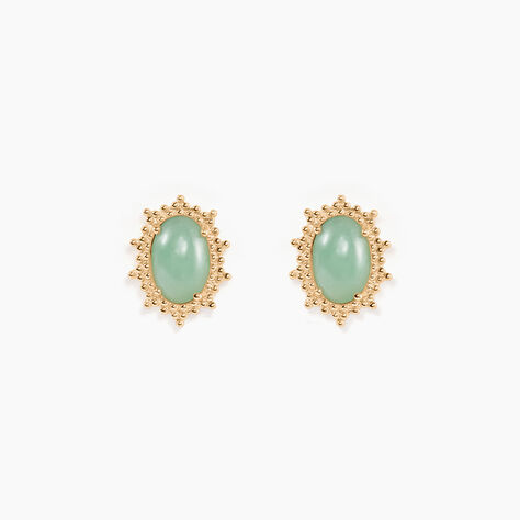 Boucles D'oreilles Puces Vintage Love Plaqué Or Jaune Aventurine - Boucles d'oreilles fantaisie Femme | Histoire d’Or