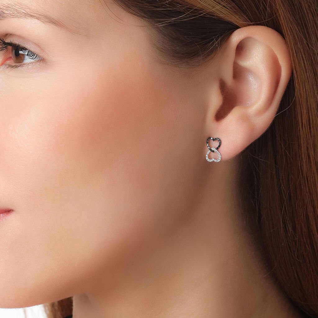 Boucles D'oreilles Puces Miranda Or Blanc Diamant - Clous d'oreilles Femme | Histoire d’Or