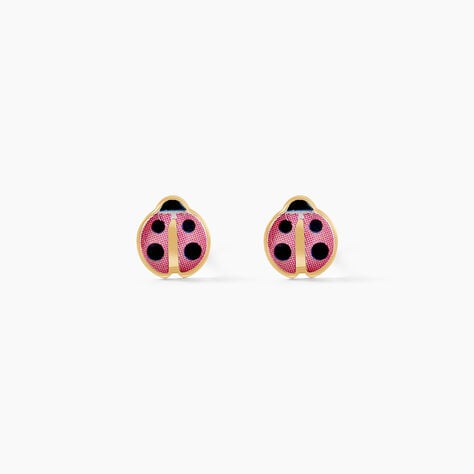 Boucles D'oreilles Puces Lea Coccinelle Or Jaune - Clous d'oreilles Enfant | Histoire d&rsquo;Or