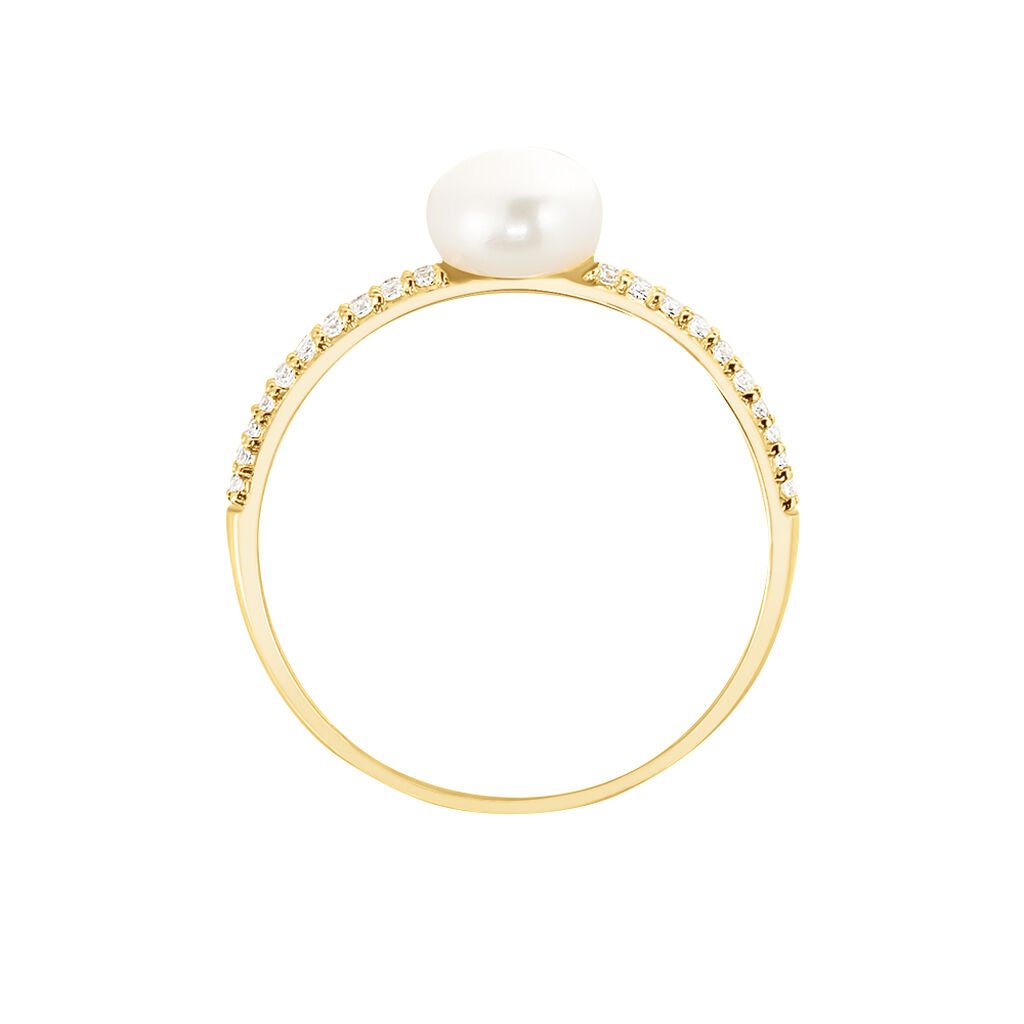 Bague Maria-francoise Or Jaune Perle De Culture Et Oxyde De Zirconium - Bagues solitaires Femme | Histoire d&rsquo;Or