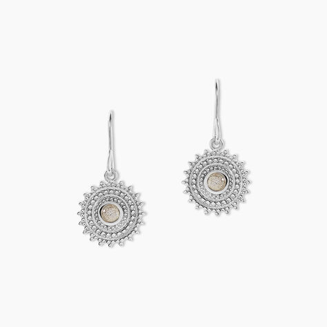 Boucles D'oreilles Pendantes Nyoko Argent Blanc Labradorite - Boucles d'oreilles fantaisie Femme | Histoire d&rsquo;Or
