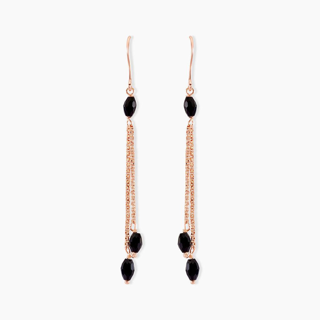 Boucles D'oreilles Pendantes Diamantine Argent Rose Pierre De Synthese - Boucles d'oreilles fantaisie Femme | Histoire d&rsquo;Or