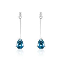 Boucles D'oreilles Pendantes Goutte Or Blanc Topaze Bleu London