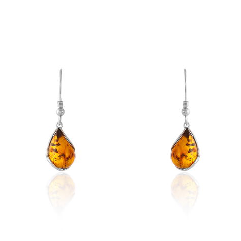 Boucles D'oreilles Pendantes Argent Blanc Lucina Ambre - Boucles d'oreilles fantaisie Femme | Histoire d’Or