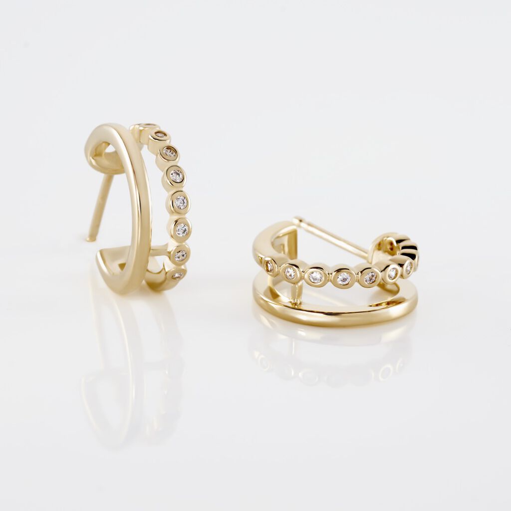 Créoles Plaqué Or Jaune Par Oxyde De Zirconium - Boucles d'oreilles créoles Femme | Histoire d’Or