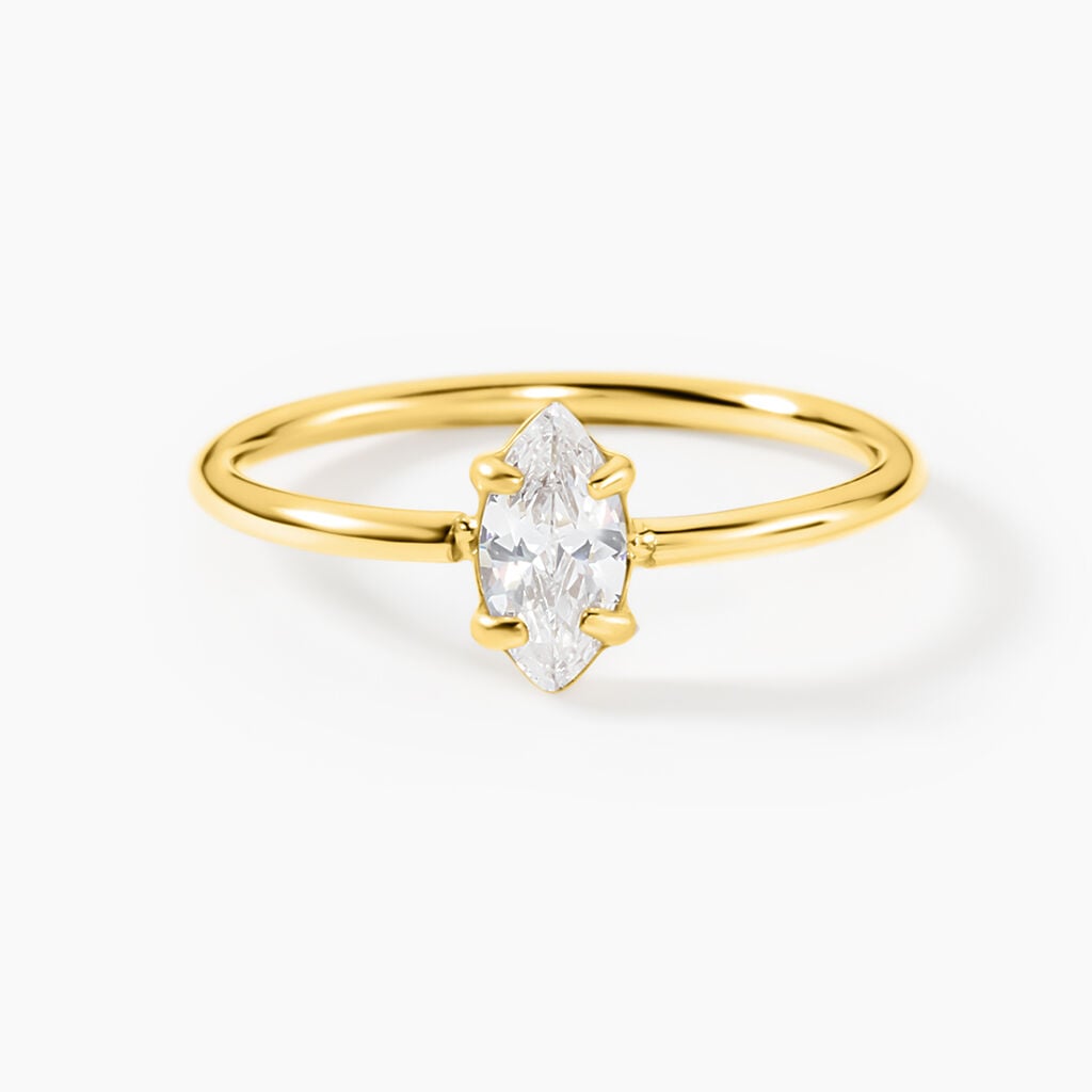 Bague Ivy Acier Jaune Oxyde De Zirconium - Bagues solitaires Femme | Histoire d&rsquo;Or