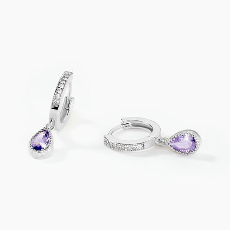 Créoles Jerusha Argent Blanc Oxyde De Zirconium - Boucles d'oreilles créoles Femme | Histoire d’Or