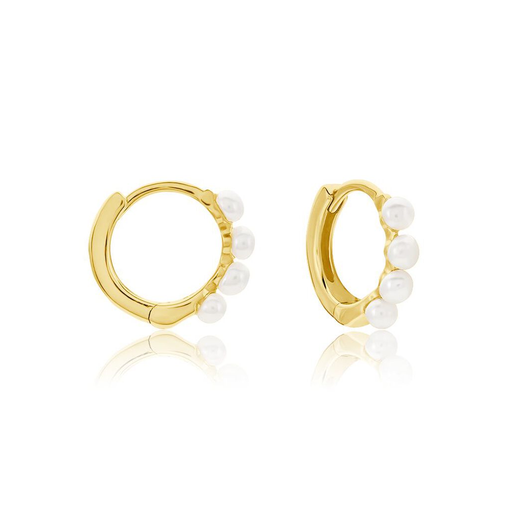 Créoles Per Or Jaune Perle De Culture - Boucles d'oreilles créoles Femme | Histoire d’Or
