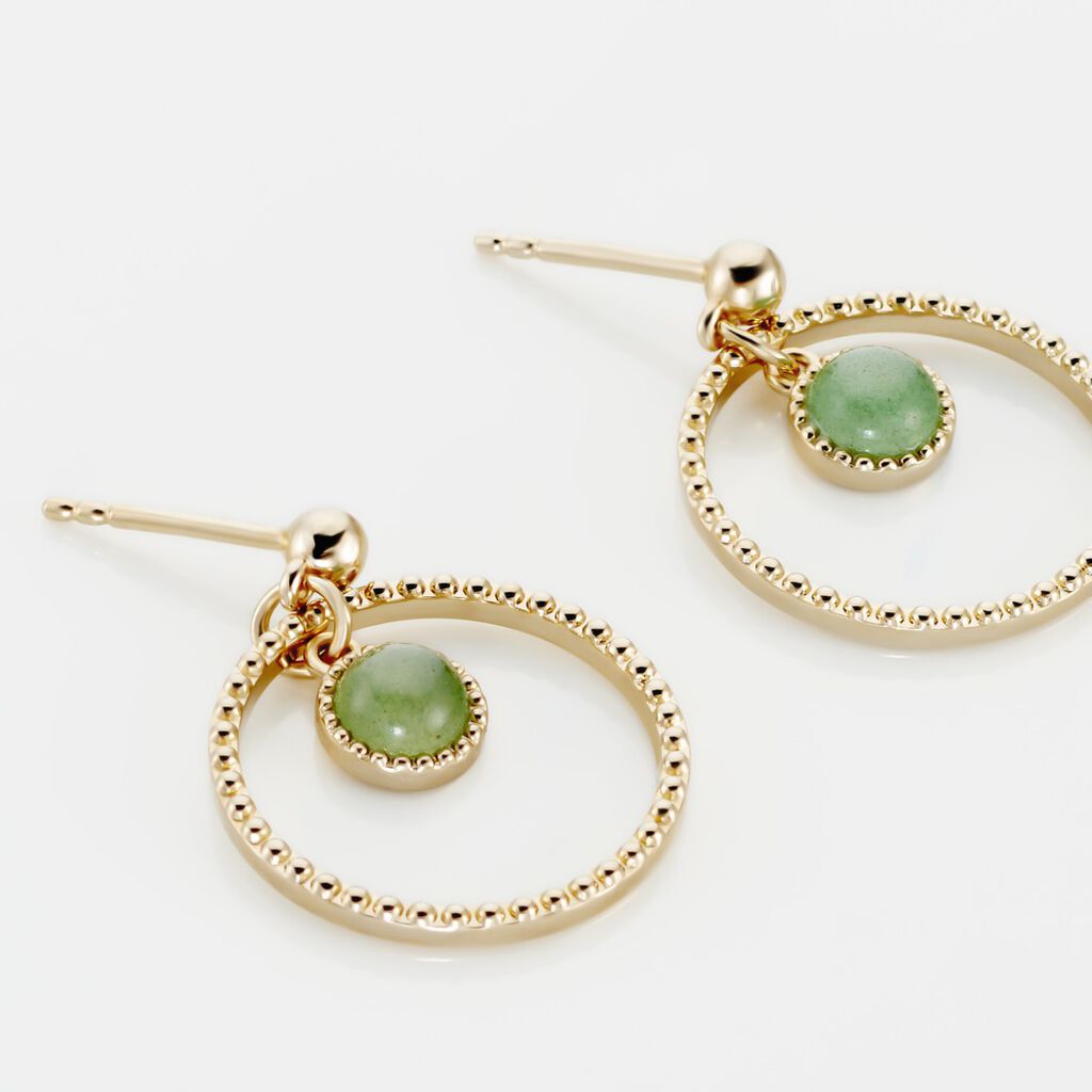 Boucles D'oreilles Pendantes Amalthea Plaqu&eacute; Or Dor&eacute; Aventurine Vert - Boucles d'oreilles fantaisie Femme | Histoire d&rsquo;Or