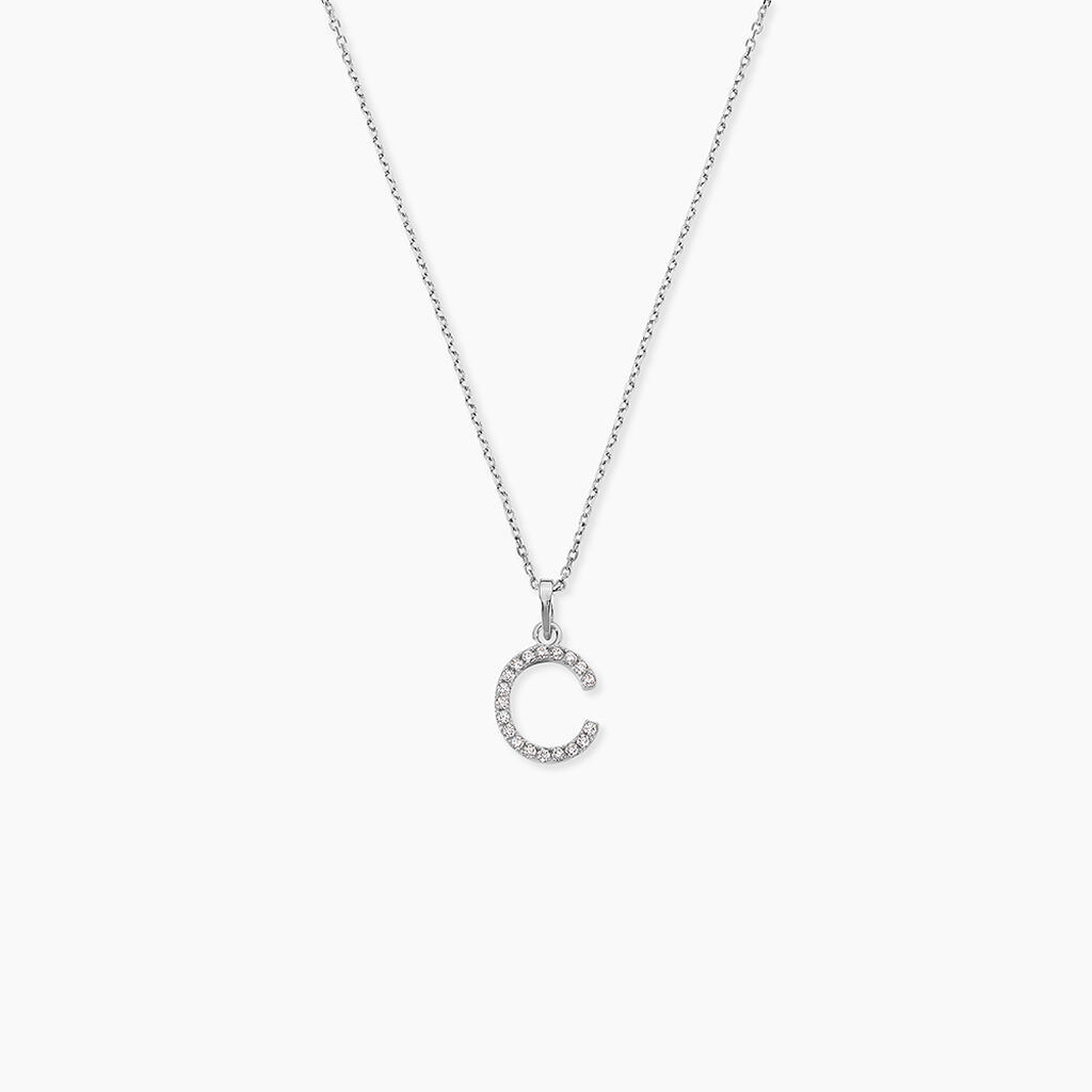 Pendentif Klementine Or Blanc Oxyde De Zirconium - Pendentifs Femme | Histoire d&rsquo;Or