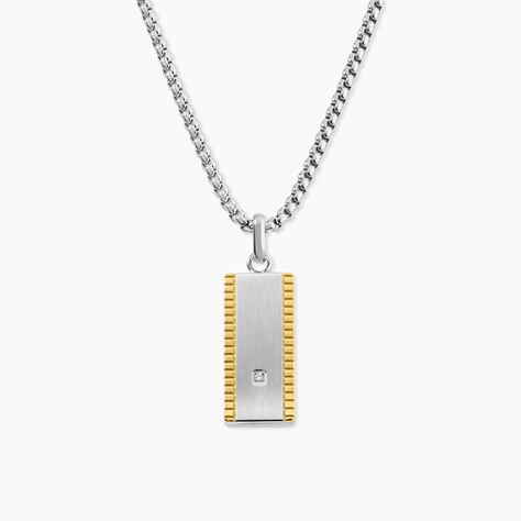 Collier M&eacute;tal Acier Diamant Synth&eacute;tique - Colliers Homme | Histoire d&rsquo;Or