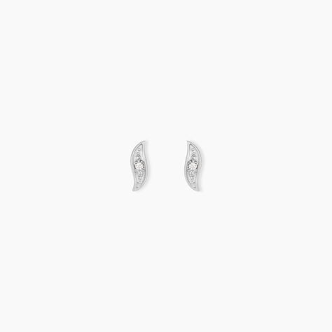 Boucles D'Oreilles Puces Subira Argent Blanc Oxyde De Zirconium - Boucles d'oreilles fantaisie Femme | Histoire d&rsquo;Or