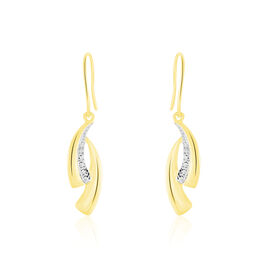 Boucles D'oreilles Pendantes Aube Or Bicolore Diamant - Boucles d'oreilles pendantes Femme | Histoire d’Or
