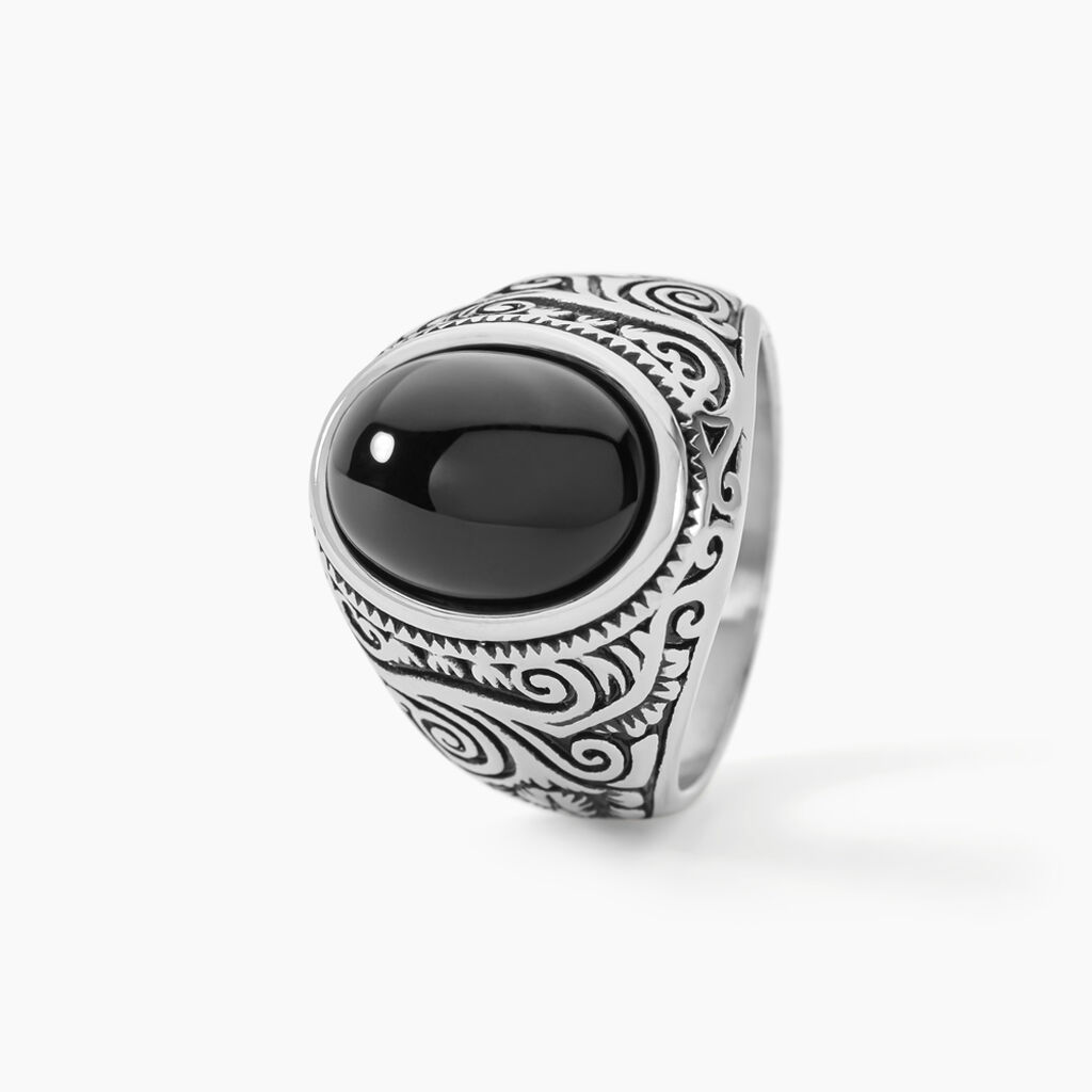 Chevaliere Zayn Acier Inoxydable Blanc Verre - Bagues solitaires Homme | Histoire d&rsquo;Or