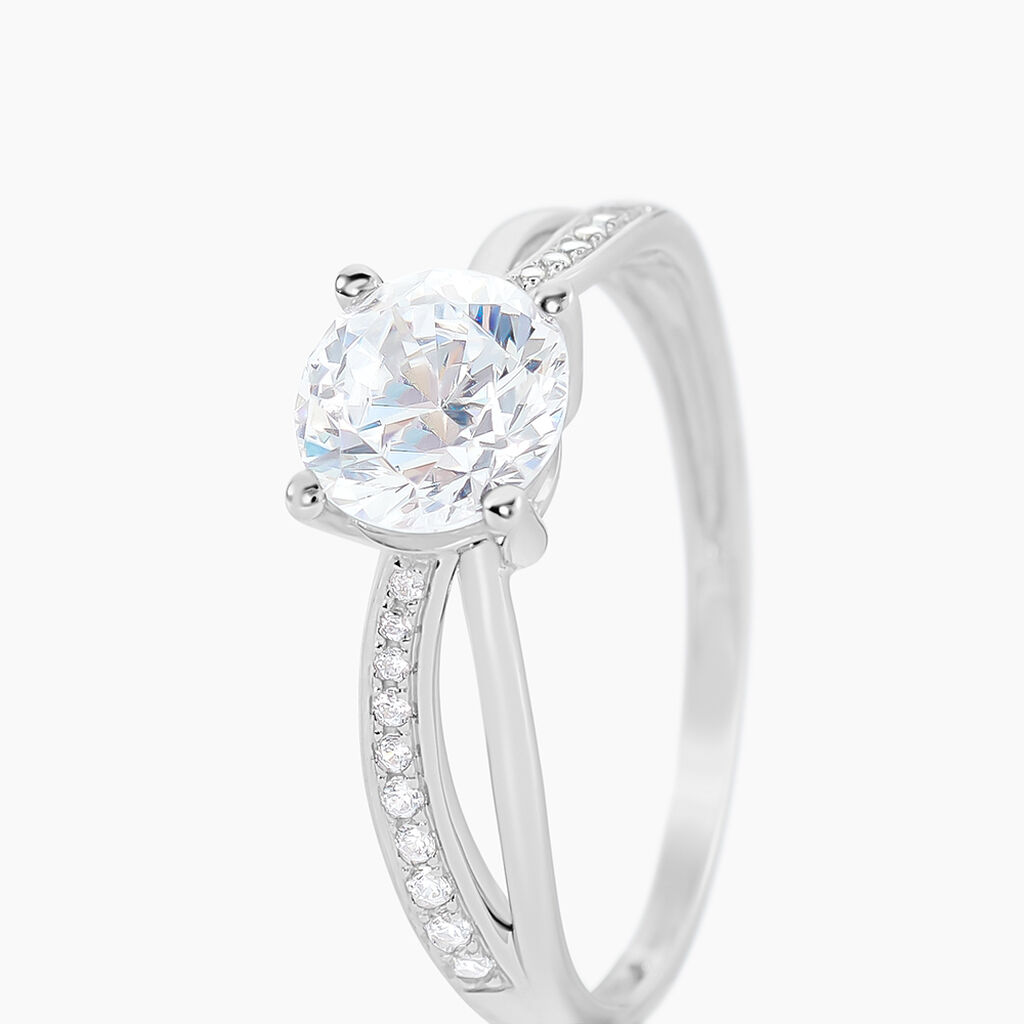 Bague Or Blanc Ofelie Solitaire Oxyde - Bagues solitaires Femme | Histoire d&rsquo;Or