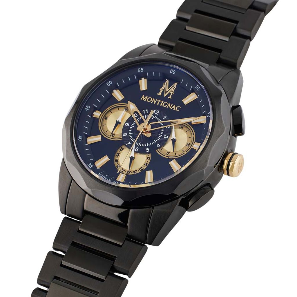 Montre Montignac Round Multifonction Noir - Montres Homme | Histoire d’Or