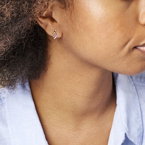 Boucles D'oreilles Puces Sagesse Or Jaune Rubis Et Diamant - Clous d'oreilles Femme | Histoire d’Or