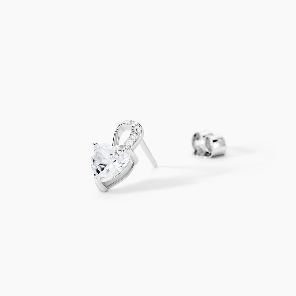 Boucles D'oreilles Puces Atieno Argent Blanc Oxyde De Zirconium - Boucles d'oreilles fantaisie Femme | Histoire d’Or