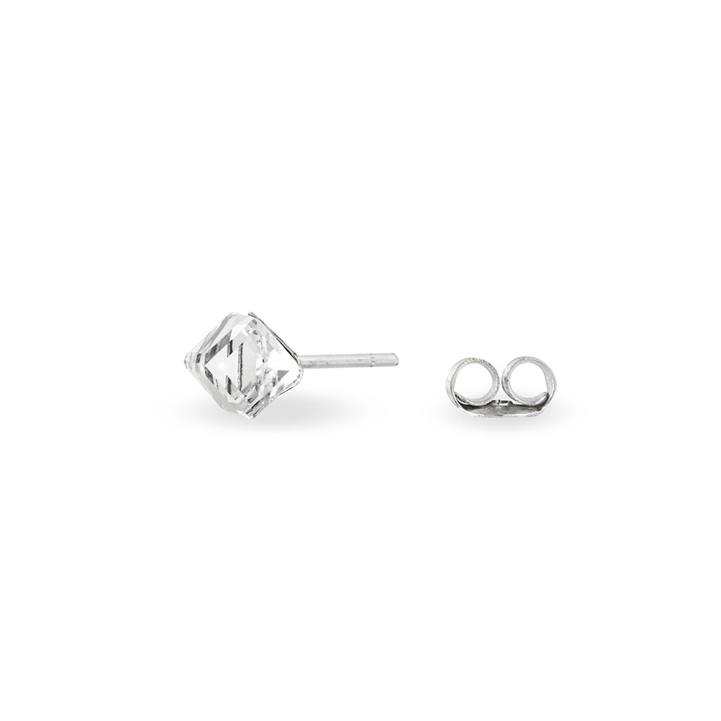 Boucles D'oreilles Puces Bridie Argent Blanc Pierre De Synthese - Boucles d'oreilles fantaisie Femme | Histoire d’Or