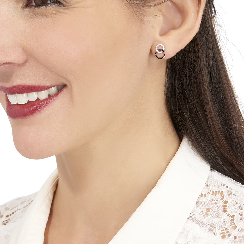 Boucles D'oreilles Puces Bella Or Blanc Diamant - Clous d'oreilles Femme | Histoire d’Or