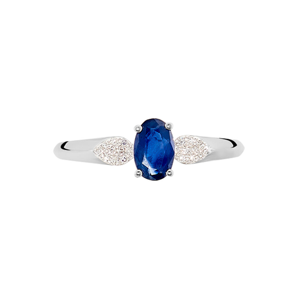 Bague Edgina Or Blanc Saphir Et Diamant - Bagues solitaires Femme | Histoire d’Or