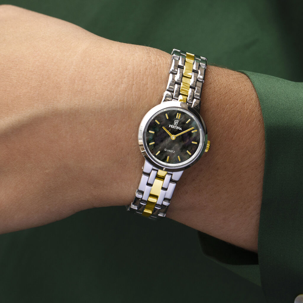 Montre Festina Mademoiselle 23 Nacre Noire - F&ecirc;te des m&egrave;res Femme | Histoire d&rsquo;Or