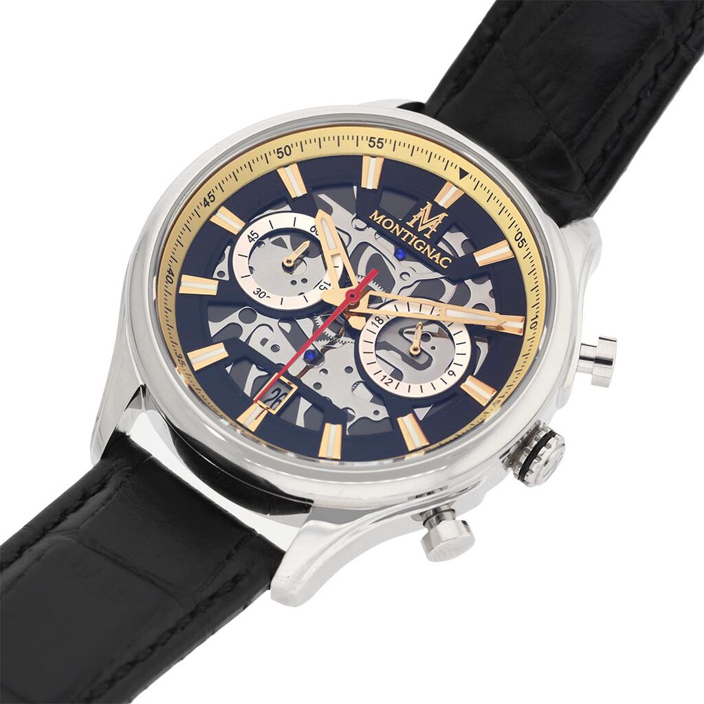 Montre Montignac Round Multifonction Noir - Montres Homme | Histoire d’Or