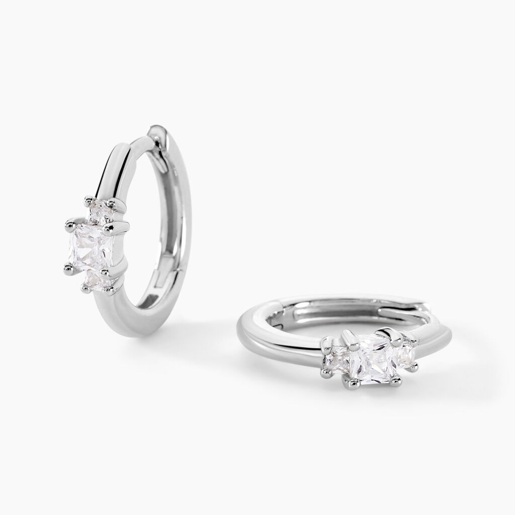 Cr&eacute;oles Felipa Argent Blanc Oxyde De Zirconium - Boucles d'oreilles cr&eacute;oles Femme | Histoire d&rsquo;Or