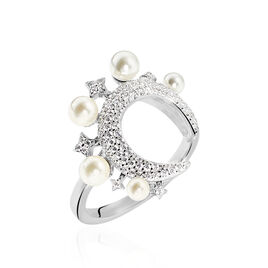Bague Moon Argent Perle D'imitation Chrysoprase Et Oxyde De Zirconium - Bagues avec pierre Femme | Histoire d’Or